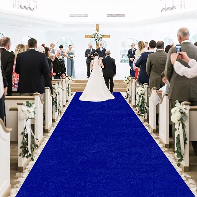 MODFUNS Royal Blue Aisle Runner Wedding Runner Aisle 4x25ft Velvet Fabric by MODFUNS