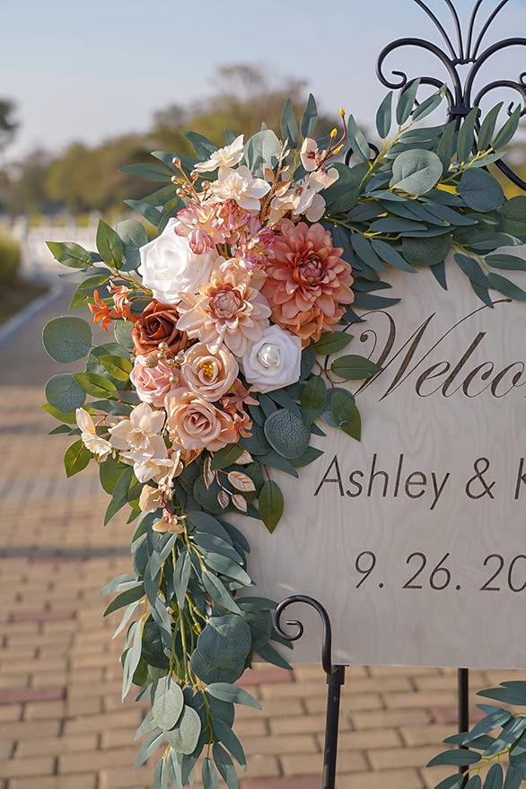 ponatia Wedding Arch Flowers, Artificial Burnt Orange Flowers - Image 5