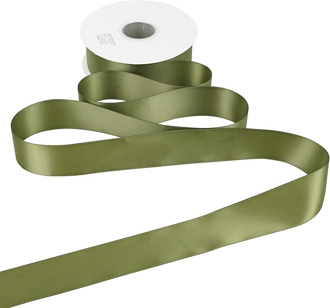 HUIHUANG 1-1/2 inch Double Face Satin Ribbon, Polyester Moss Green Ribbon 50 - Image 7