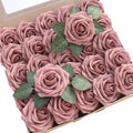 Floroom Artificial Flowers 50pcs Real Looking Dusty Rose Foam Fake Roses by Floroom