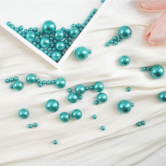 520Pcs Bluegreen Beads for Centerpieces Decor, Artifical Pearls Vase Filler - Image 4