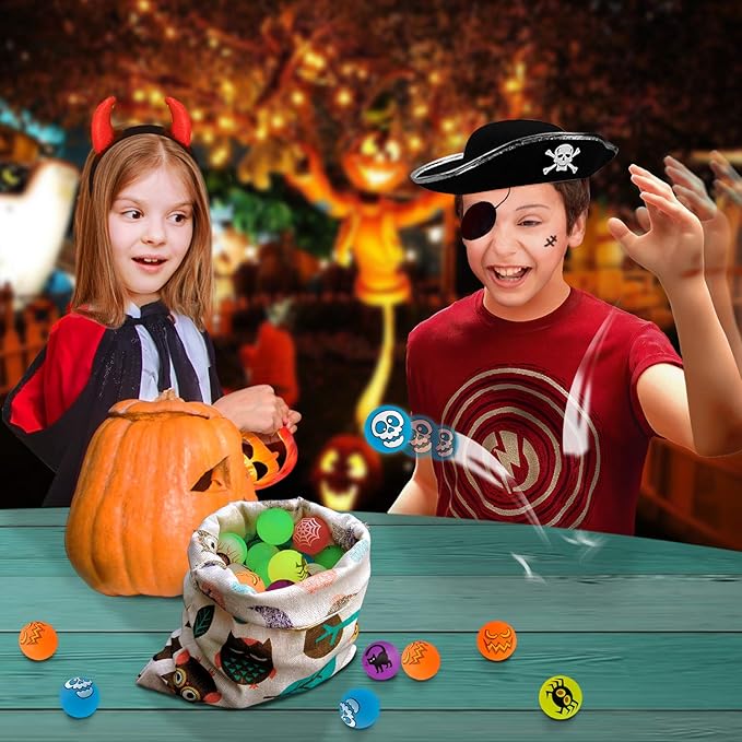 72 Glow in The Dark Bouncing Balls, 8 Halloween Theme Designs - Image 6