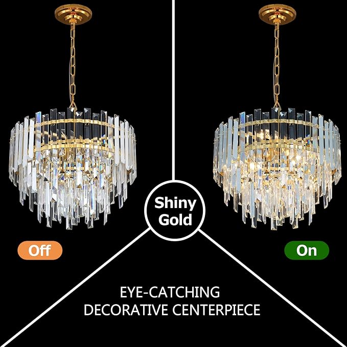 Gold Copper Crystal Chandelier Lighting 17.7'' - Image 3