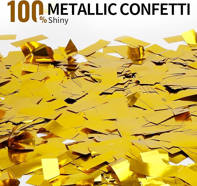 Gold Confetti Poppers Cannon, 6 Pack WERISE PARTY Gold Mylar Party Popper - Image 5