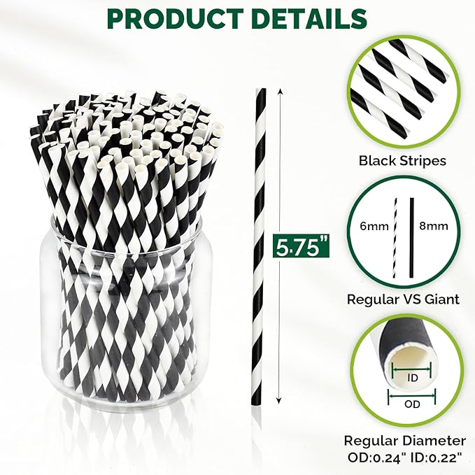 Chunspak 5.75 inch Eco-friendly Disposable Short Paper Drinking Straws Bulk - Image 2