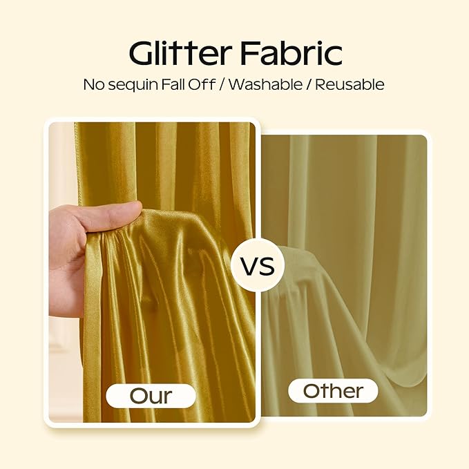 Dark Gold Glitter Backdrop Curtain - Image 3