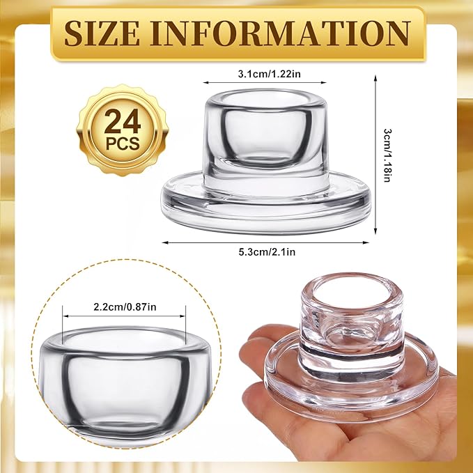 24 PCS Glass Taper Candle Holders Bulk Candlestick Holders Clear Short Tapered - Image 2