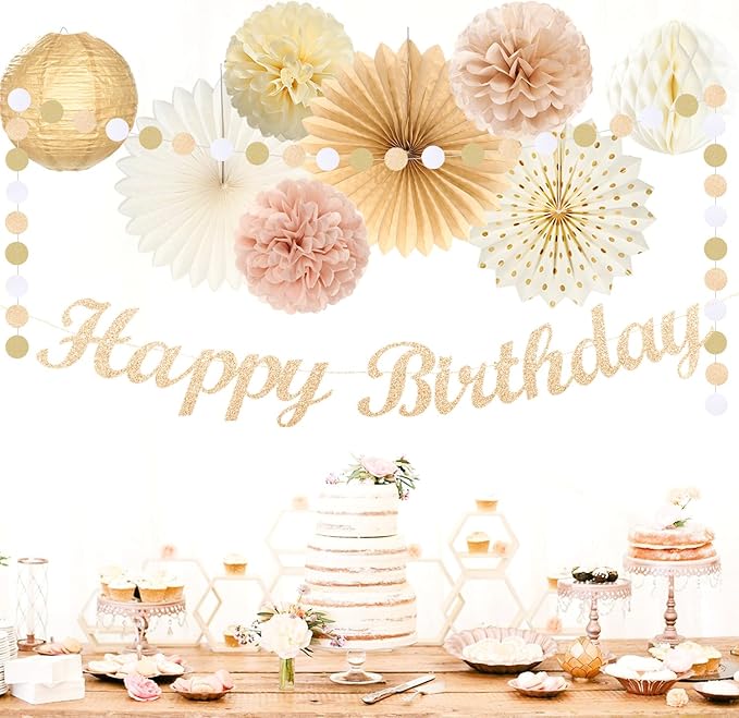Champagne-Gold Beige Fall Boho Birthday Party-Decorations - Image 7