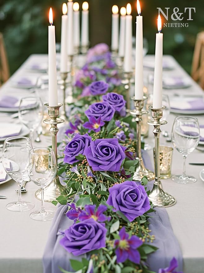 N&T NIETING Artificial Flowers Purple Roses - Image 5