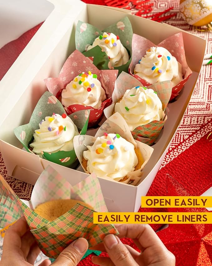 Katbite Christmas Tulip Cupcake Liners 200PCS, Muffin Baking Cupcake Liners - Image 3