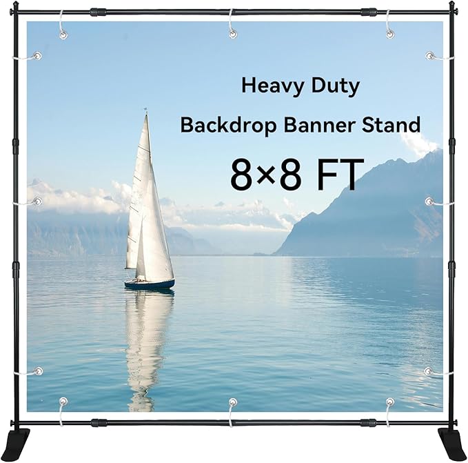 8x8 FT Heavy Duty Backdrop Banner Stand by QKARoundMirrorforBathroom