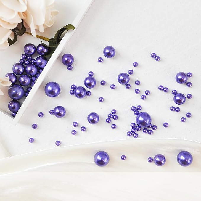 260Pcs Purple Glossy Round Plastic Beads - Image 4