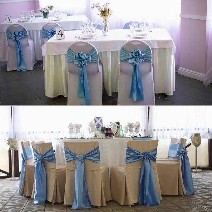 100 PCS Satin Chair Sashes Decorative Bow Chair Sashes Ties Back Ribbon Bows - Image 6