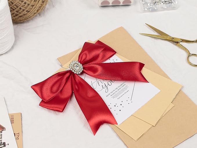 Red Satin Ribbon 1-1/2 inch X Continuous 100 Yards, Single Face Polyester - Image 7
