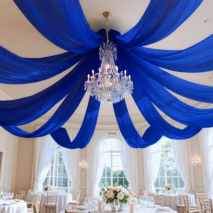 Blue Ceiling Drapes Wedding Arch Drapes Fabric 2 Panels 5FTx20FT Draping Fabric - Image 7
