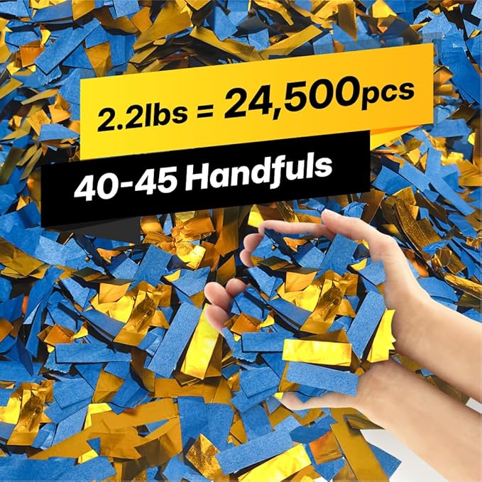 Blue & Gold Confetti Paper - Image 2