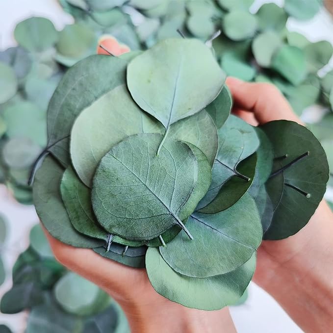 300+ Pcs Dried Real Eucalyptus Leaves, Rustic Boho Wedding Table Decor by FUKUOKA