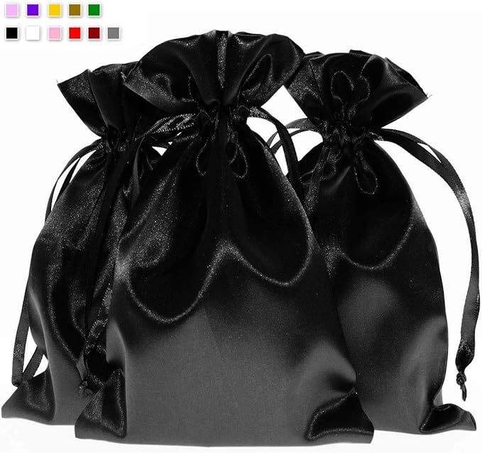 3" x 4" Black Satin Gift Bags, Jewelry Bags, Wedding Favor Silky Drawstring - Image 8