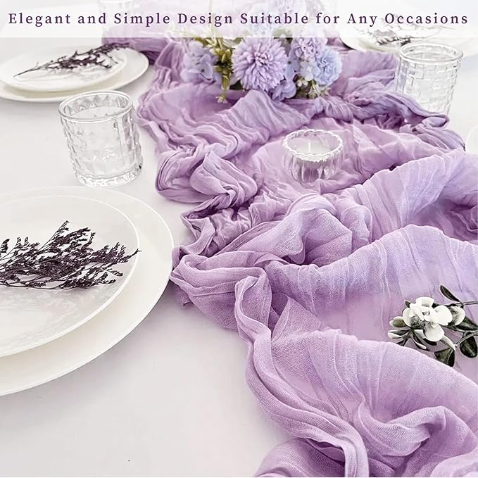 20 Pack Lilac Cheesecloth Table Runner 10FT Rustic Gauze Cheese Cloth Table - Image 7