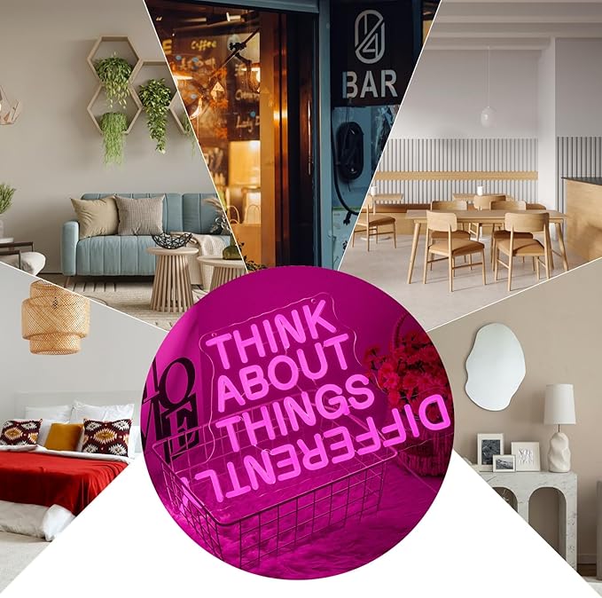 Think About Things Differently Neon Sign, Dimmable Office Neon Light, Study Room - Image 6