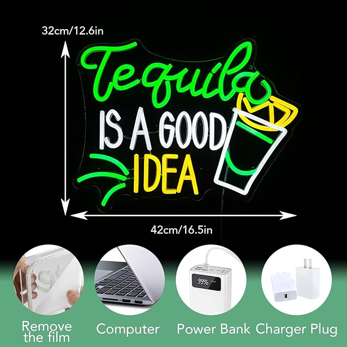 Tequila Is A good Idea Neon Sign LED Tequila Light Up Sign - Image 2