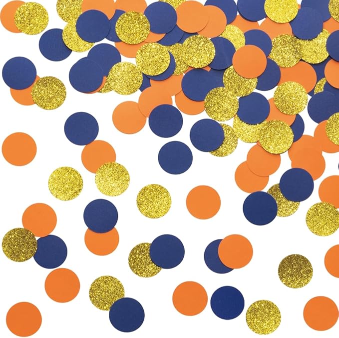 Gold Blue and Orange Confetti Table Decoration by MOWO
