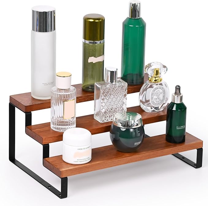 3 Tier Wooden Display Riser Stand Perfume Organizer by LEEKIMID