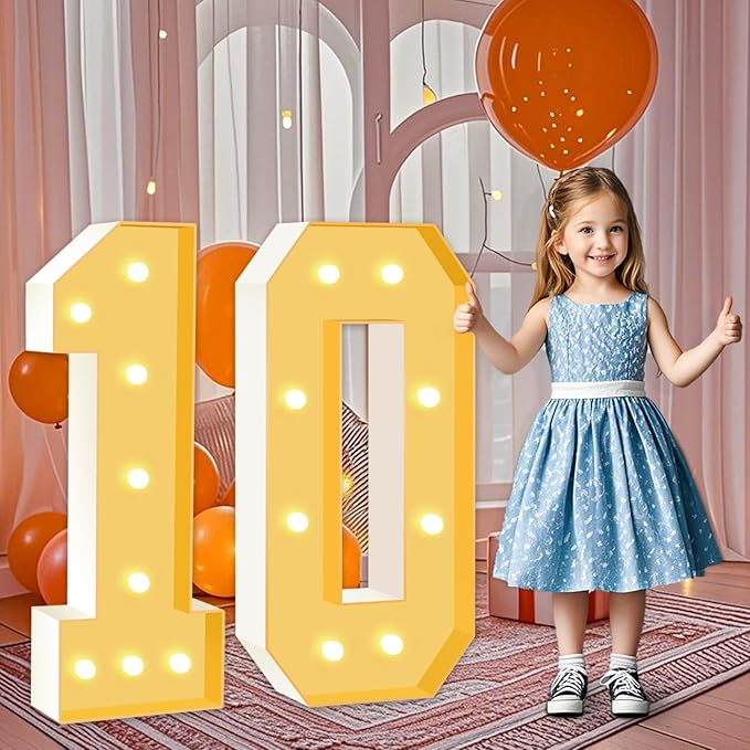3FT Marquee Numbers 10, Large Light Up Numbers 10th Birthday Decorations by HITINO