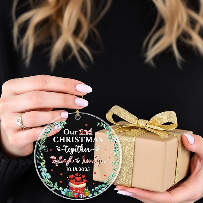 Our 2ND Christmas Together Ornament 2025, Personalized Date & Names Couple - Image 4