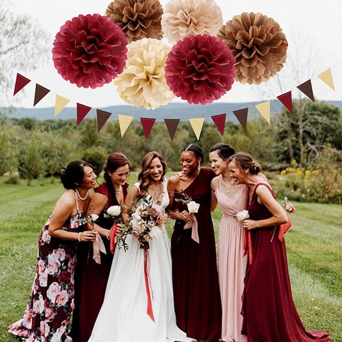 Boho Baby-Shower Burgundy-Brown Champagne Party-Decorations - Image 4