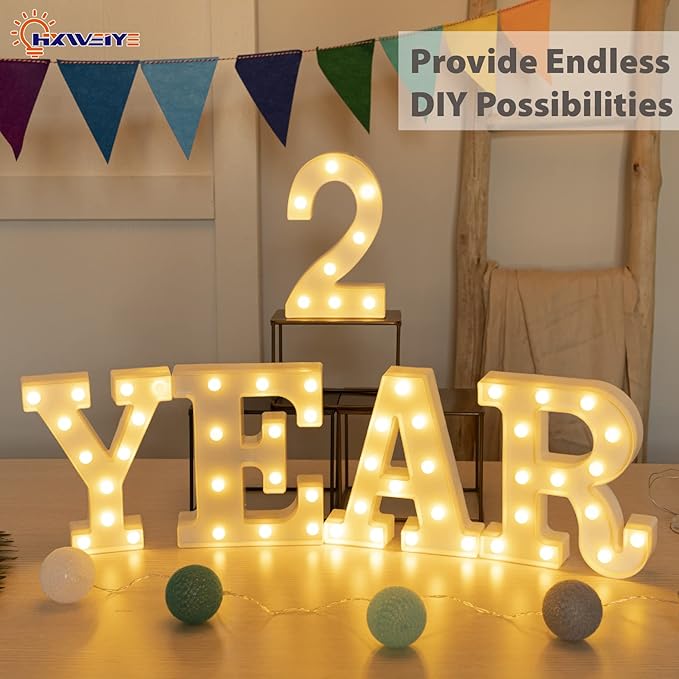 HXWEIYE Light Up Numbers-2, LED Marquee Number Lights Sign 26 Alphabet and 10 - Image 4