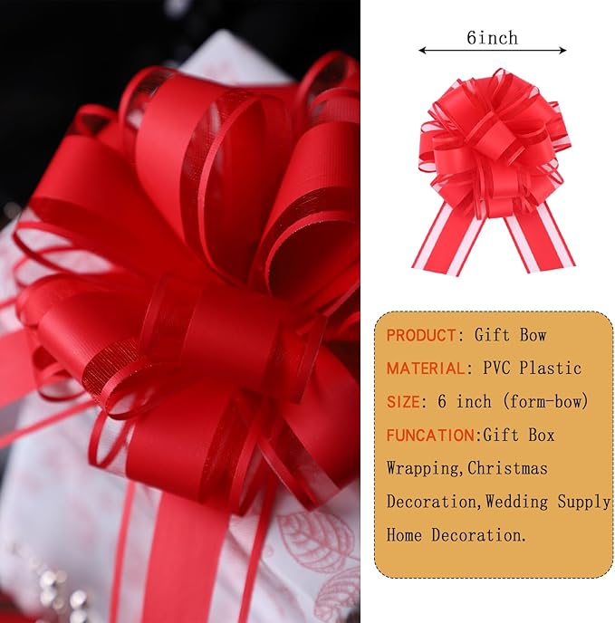 6Pcs 6inch Pull Bow Gift Wrapping, Pull Bow - Image 3