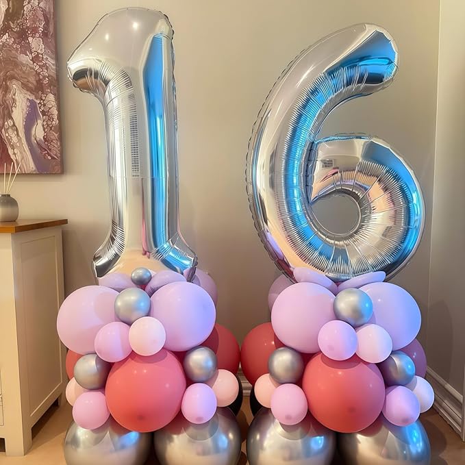Silver 12th Birthday Balloons for Boys, 40 Inch Mylar Self Inflating 12 Balloon - Image 7