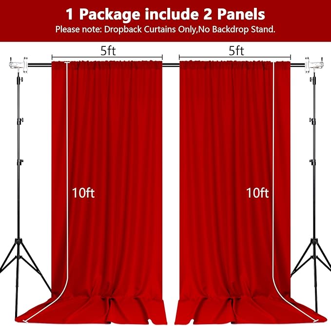 MEETSKY Red Backdrop Curtains for Party Valentine's Day Arch Stage Wedding - Image 2