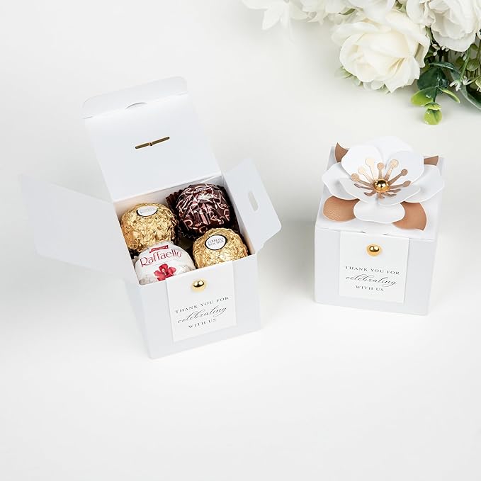 FEIYI 20 PCS Candy Boxes, 3 In 1 White Favor Boxes - Image 3