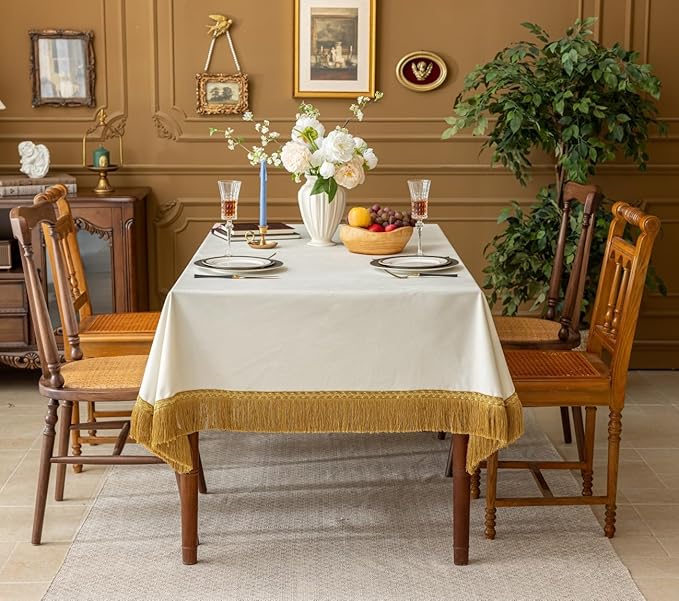 F-CHU White Tablecloth Thickset Velvet Tablecloth - Image 2