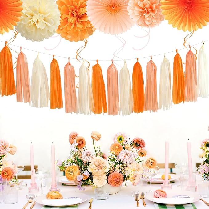 Orange-Peach Beige First Happy-Birthday Party-Decorations - Image 5