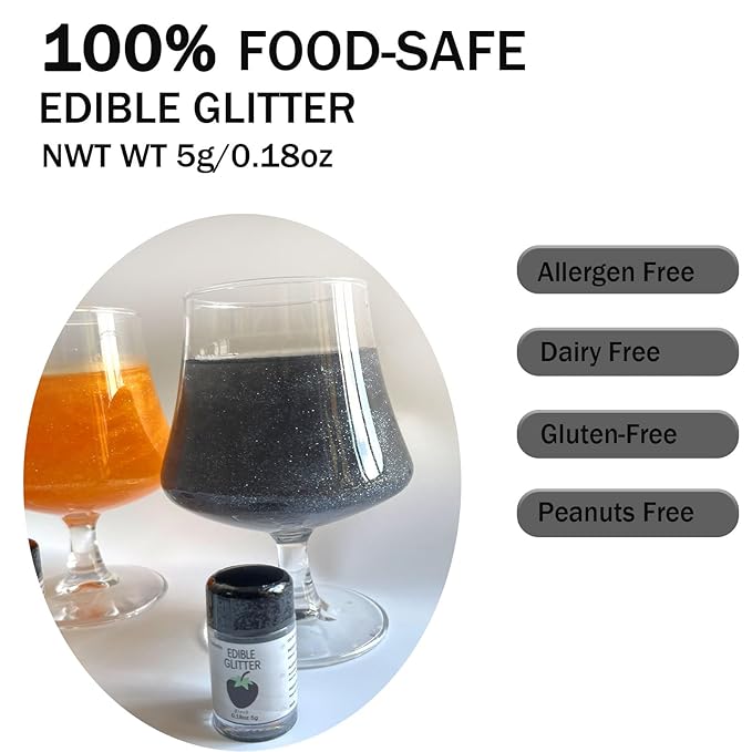 Black Edible Glimmer Powder Glitter - Image 3