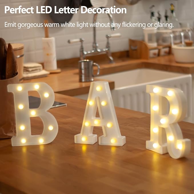 LED Marquee Letter Lights, Small Light Up Marquee BAR Sign, Decorative LED - Image 5