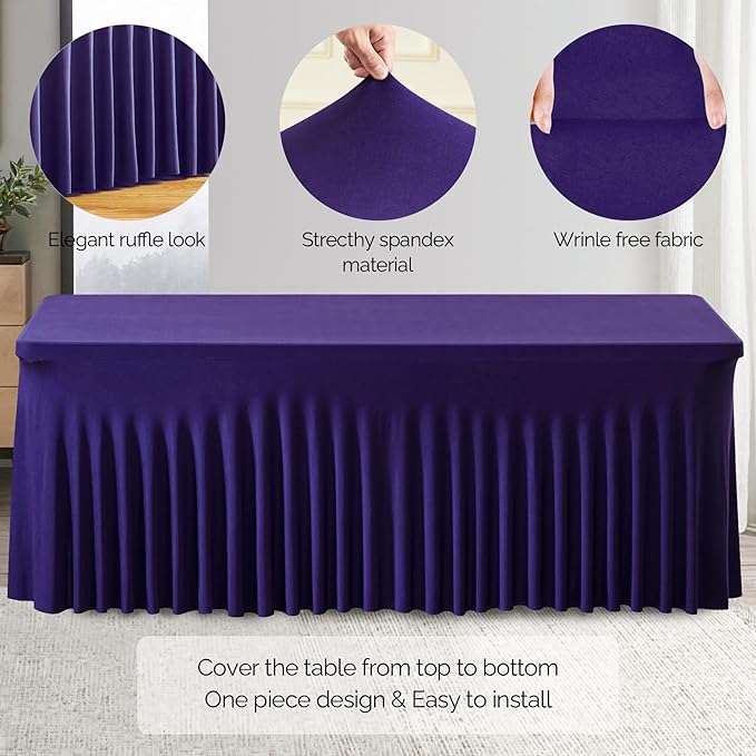 Wish Care 2 Pack Dark Purple Spandex Table Clothes - Image 2