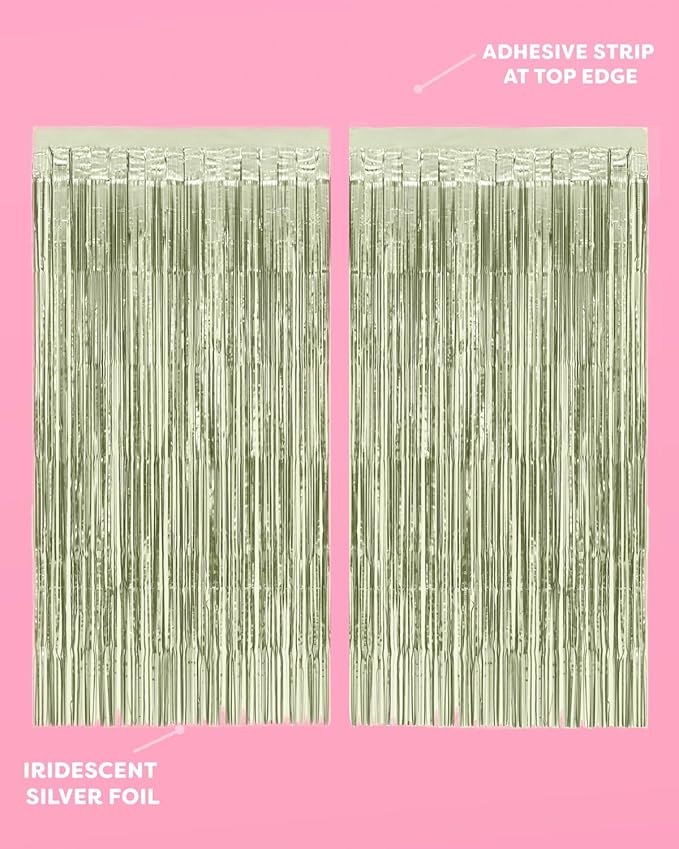 xo, Fetti Party Decorations Sage Green Foil Curtain - Image 4