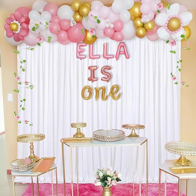 Sequin Backdrop Curtains 10ft x 10ft White Background Drapes Wedding Giltter - Image 2