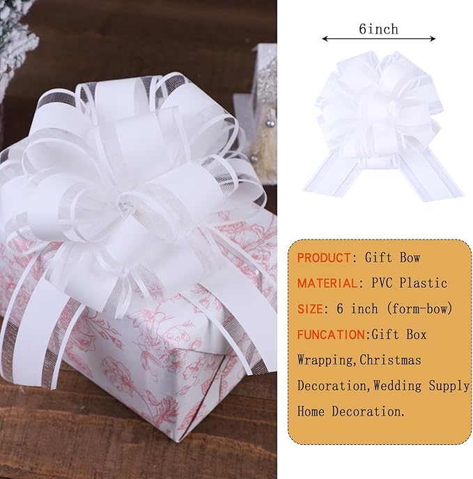 6Pcs 6inch Pull Bow Gift Wrapping, Pull Bow - Image 3