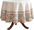 ISAENNE Floral Tablecloth for Round Tables, Linen Table Cloth by Isaennehomedecoration