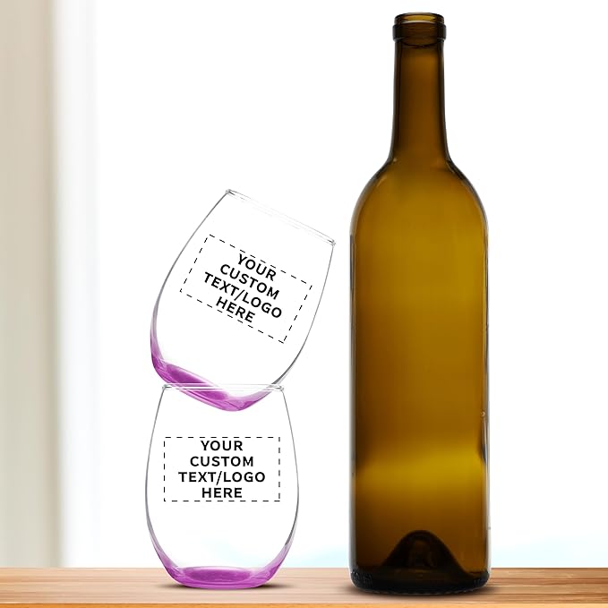 Custom Stemless Wine Glass 9 oz. Set of 10, Personalized Bulk Pack - Image 7