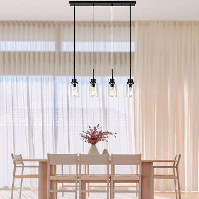 4-Lights Pendant Lighting for Kitchen Island in Black, Ceiling Light Fixtures - Image 4