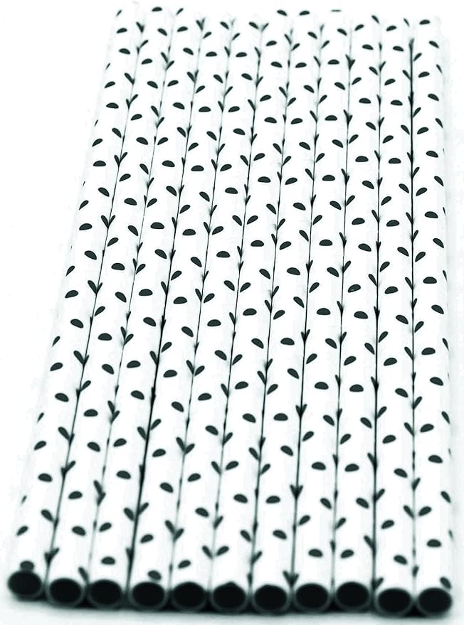 Pack of 900 Black Polka Dot Biodegradable 4-Ply Paper Drinking Straws - Image 2