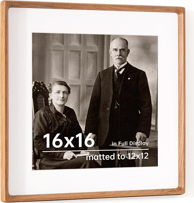 16x16 Picture Frame USA-Sourced Natural Cherry Wood Solid Original Wood Photo by Dreamland