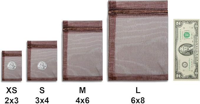 TheDisplayGuys 100-Pack 3x4 Brown Sheer Organza Gift Bags - Image 5