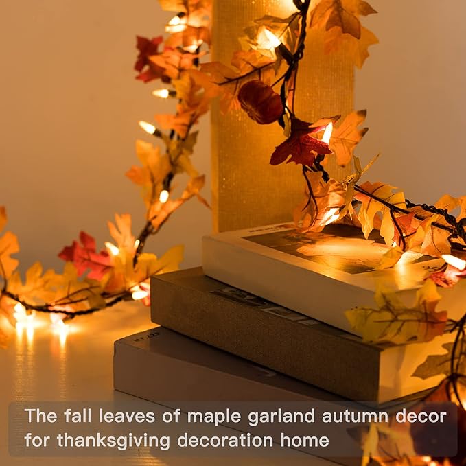 Maple Leaf String Lights Thanksgiving Decorations, Fall Garland Lights String - Image 3